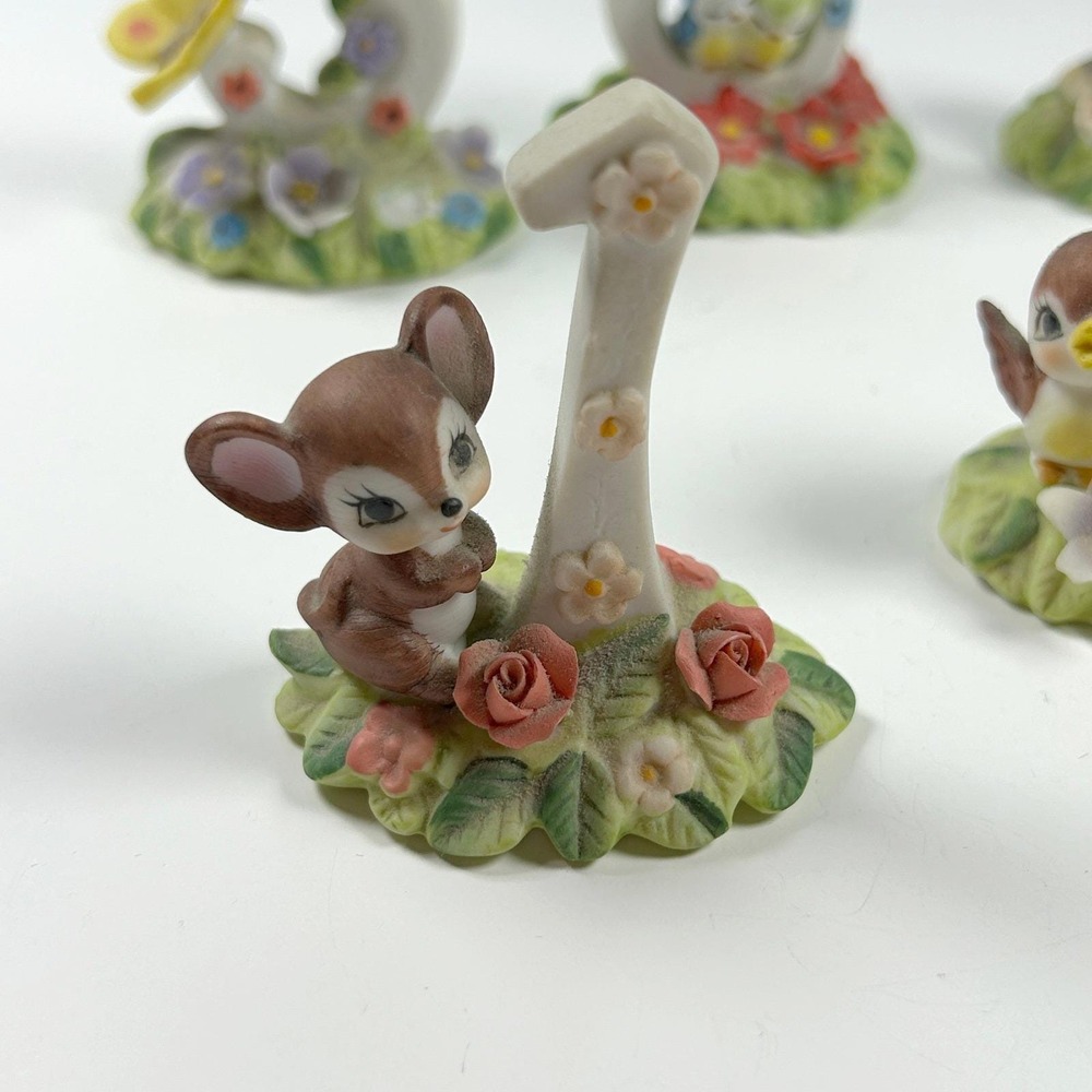 George Good Porcelain Birthday Number Cake Toppers Set of 7 Vintage 1980s - Picture 2 of 14
